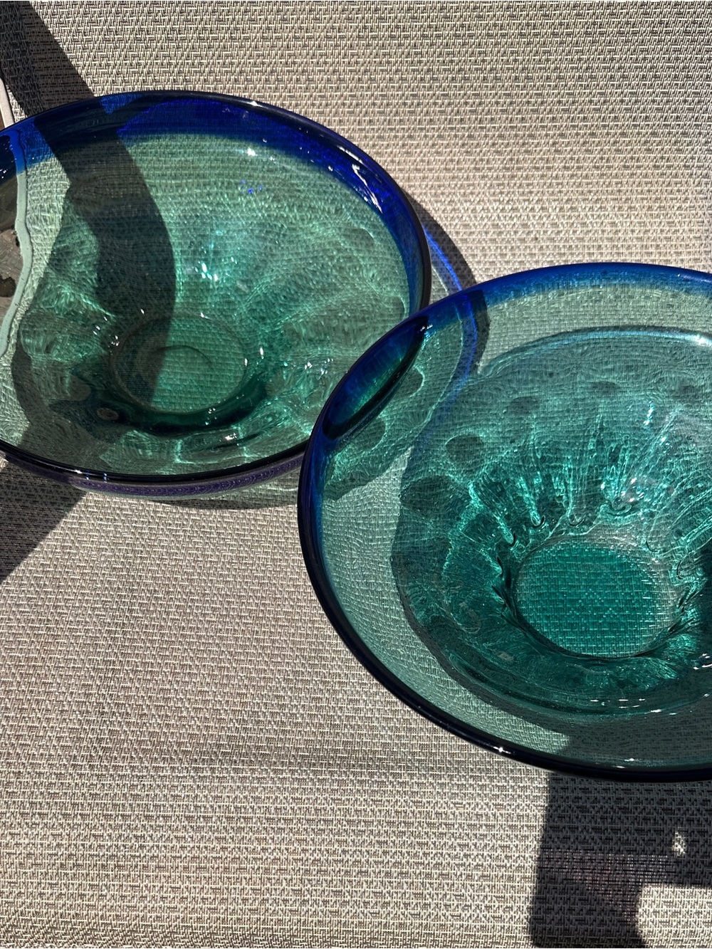 Handblown Teal Glass Decorative Bowl — Brand Unlisted